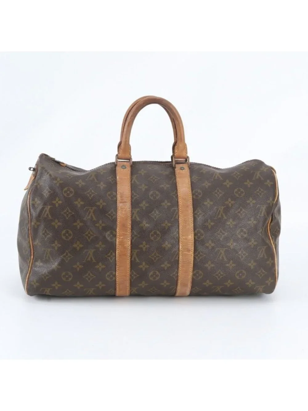 Louis Vuitton Monogram Keepall 45 Leather Boston Bag Tote